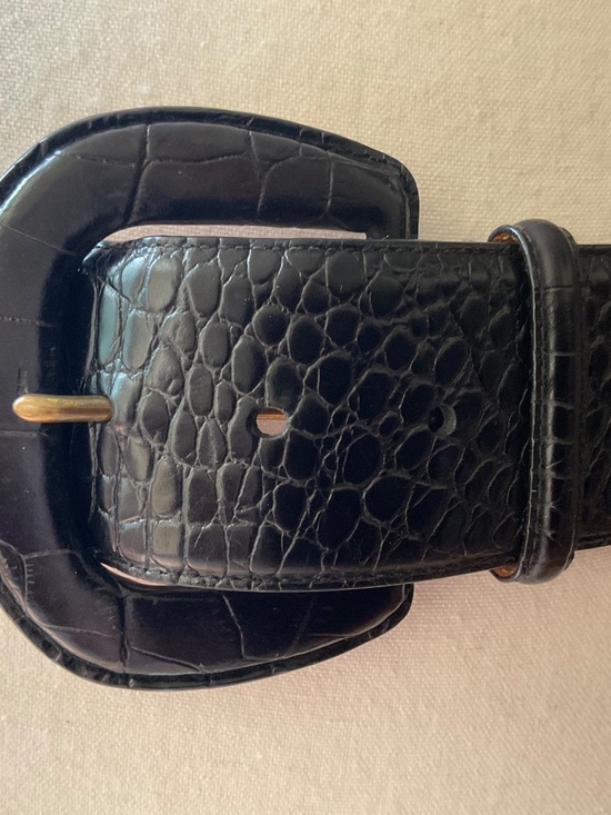 Vintage Lauren Ralph Lauren Wide Black Croc-Embossed Italian Leather Belt Size L main image 16